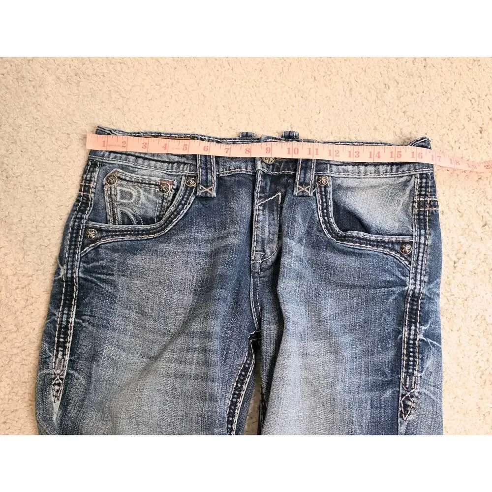 Rock Revival Fonso Straight Jeans Men's 32/28 Detailed Stitching Heavy Hardware - Picture 5 of 5